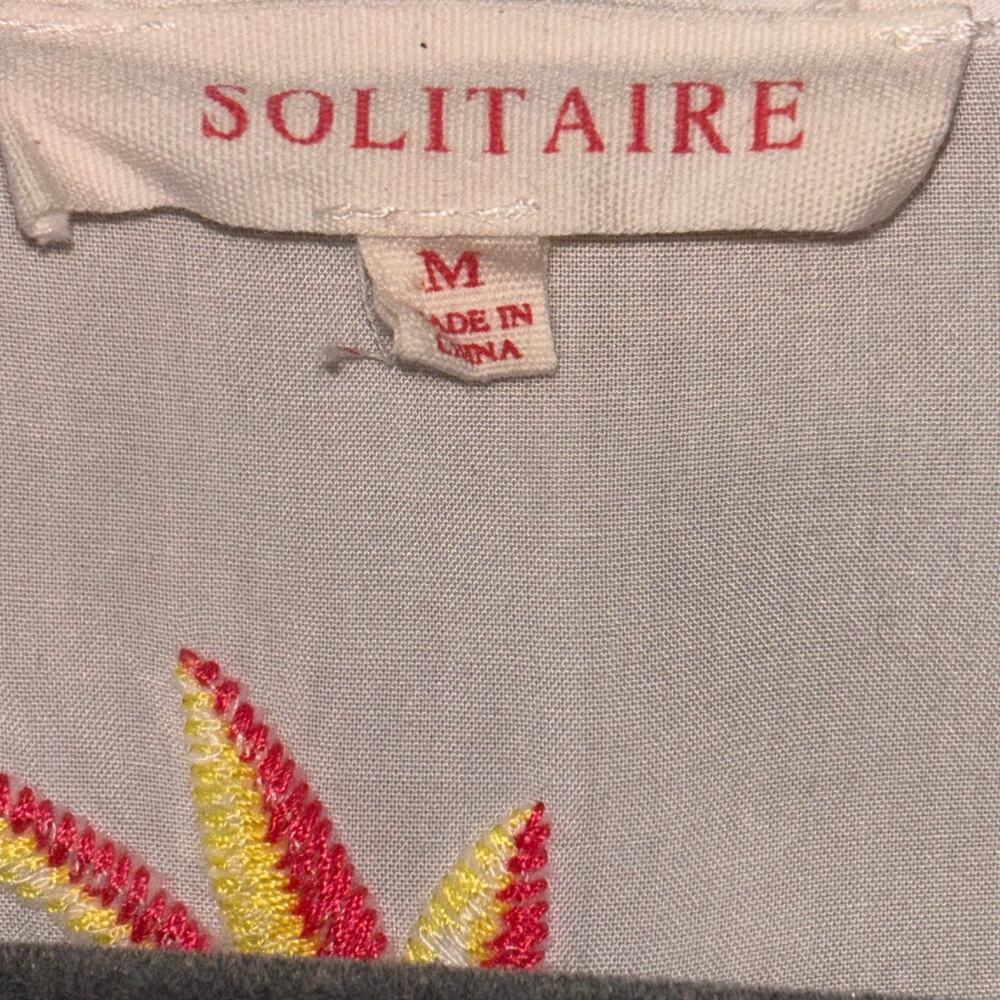 Solitaire Embroidered Womans Tunic Top Size Medium Long Sleeve Boho Festival - Picture 5 of 12